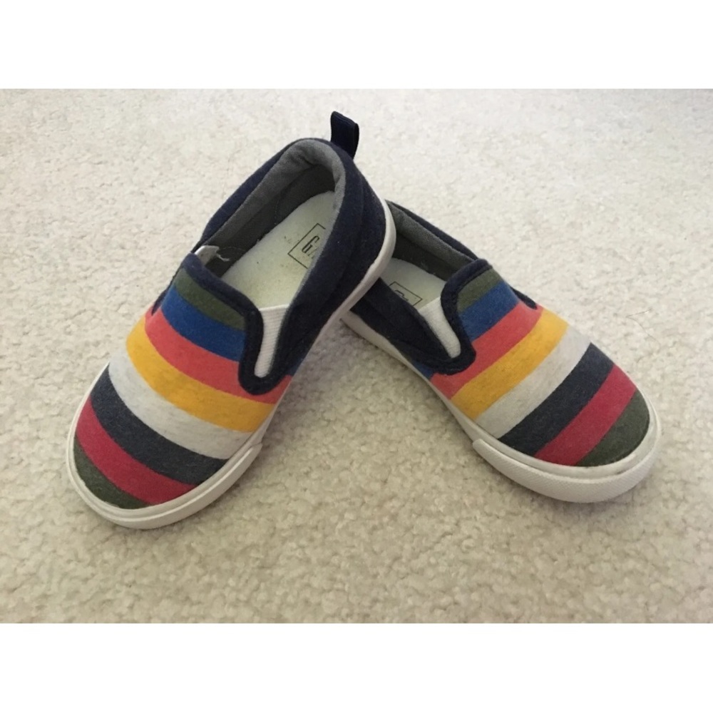 GAP Kids Color Stripes Slip-On Shoes Soft Sneakers Toddler Size US 7 EU 24